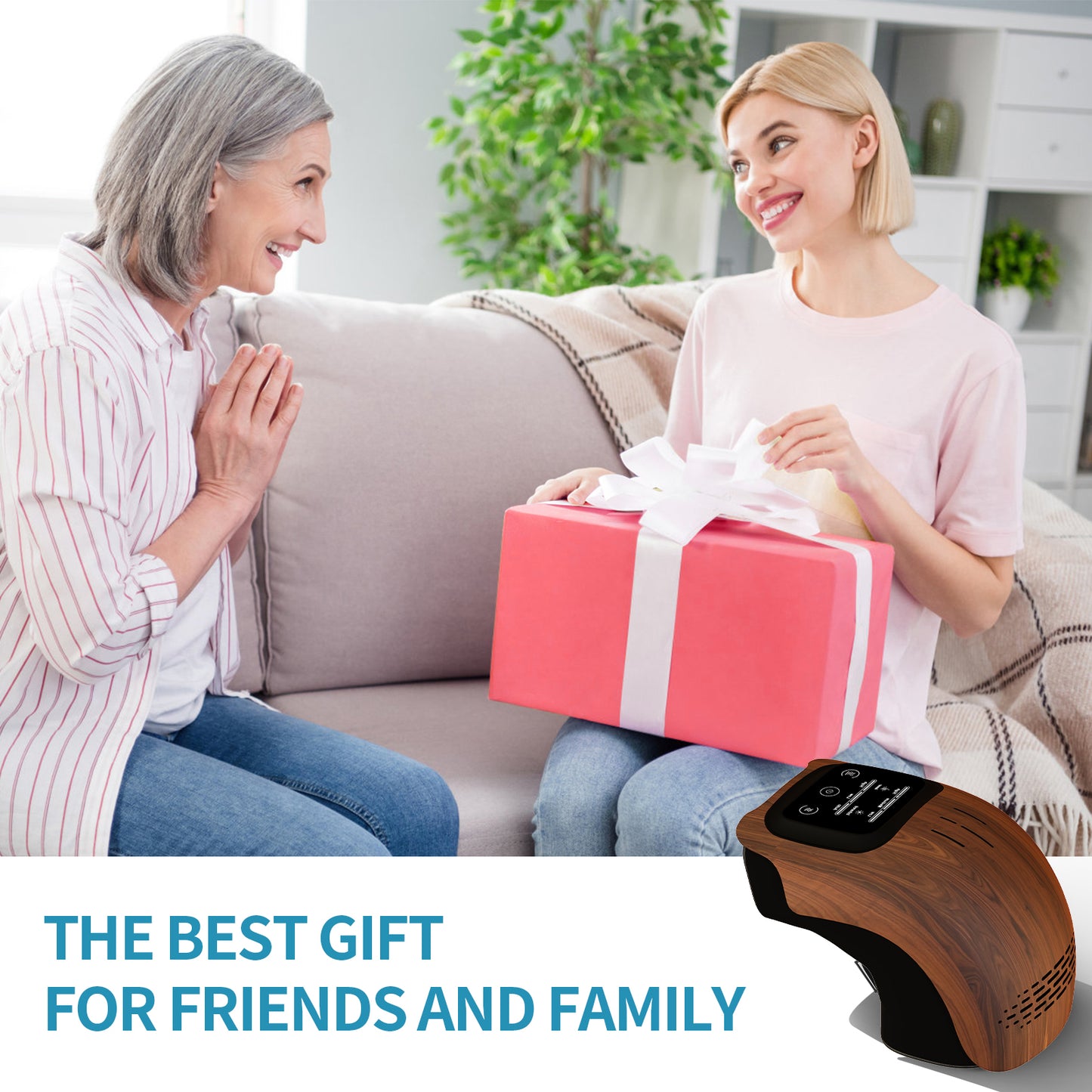 جهاز تدليك الركبة الذكي للاستخدام المنزلي، يعمل بالكهرباء، مزود بخاصية العجن والتدفئة، قابل لإعادة الشحن، لتخفيف الألم، يعمل بالأشعة تحت الحمراء والليزر والاهتزاز. 